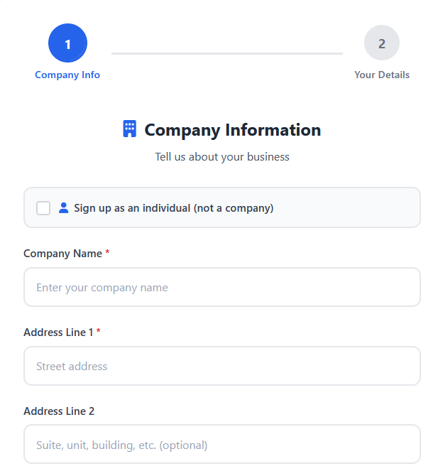 Profile setup screen